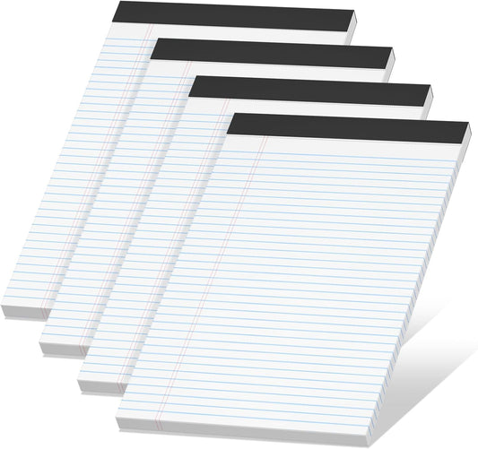 4 Pack Note Pads 8.5 x 11 White Legal Pads Narrow Ruled - 30 Sheets Per Notepad, Double-Side Printed Thick Writing Pads, Perforated Legal Pad 8.5 x 11 Notepads Paper for School College Office Business