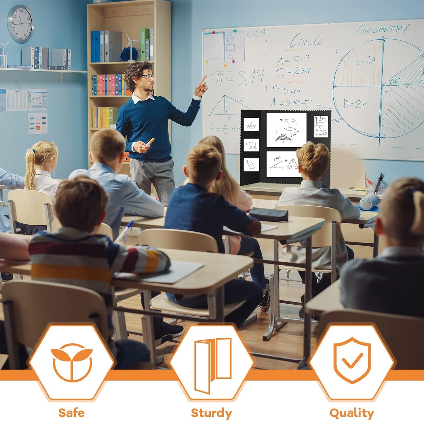 Ctosree 24 Pcs Tri Fold Board Bulk, Science Fair Project Board,Lightweight Presentation Trifold Display Poster Board, Single Wall(14 x 22 Inch,Black)