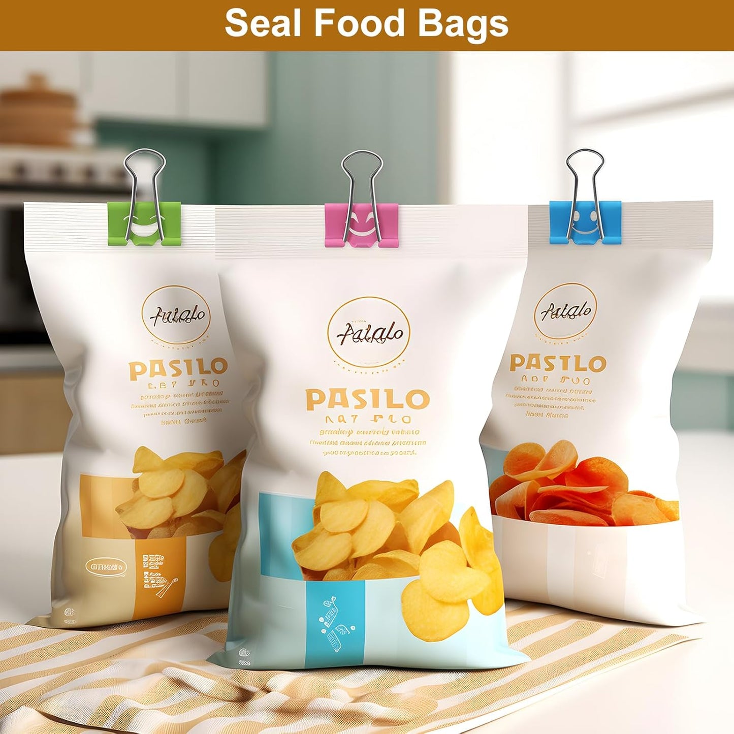 Coideal Smiling Face Binder Clips Medium, 48 Pcs 1 Inch Smiley Metal Paper Clips Clamps Assorted Color with Cute Fun Smile Hollow for Office (25mm)