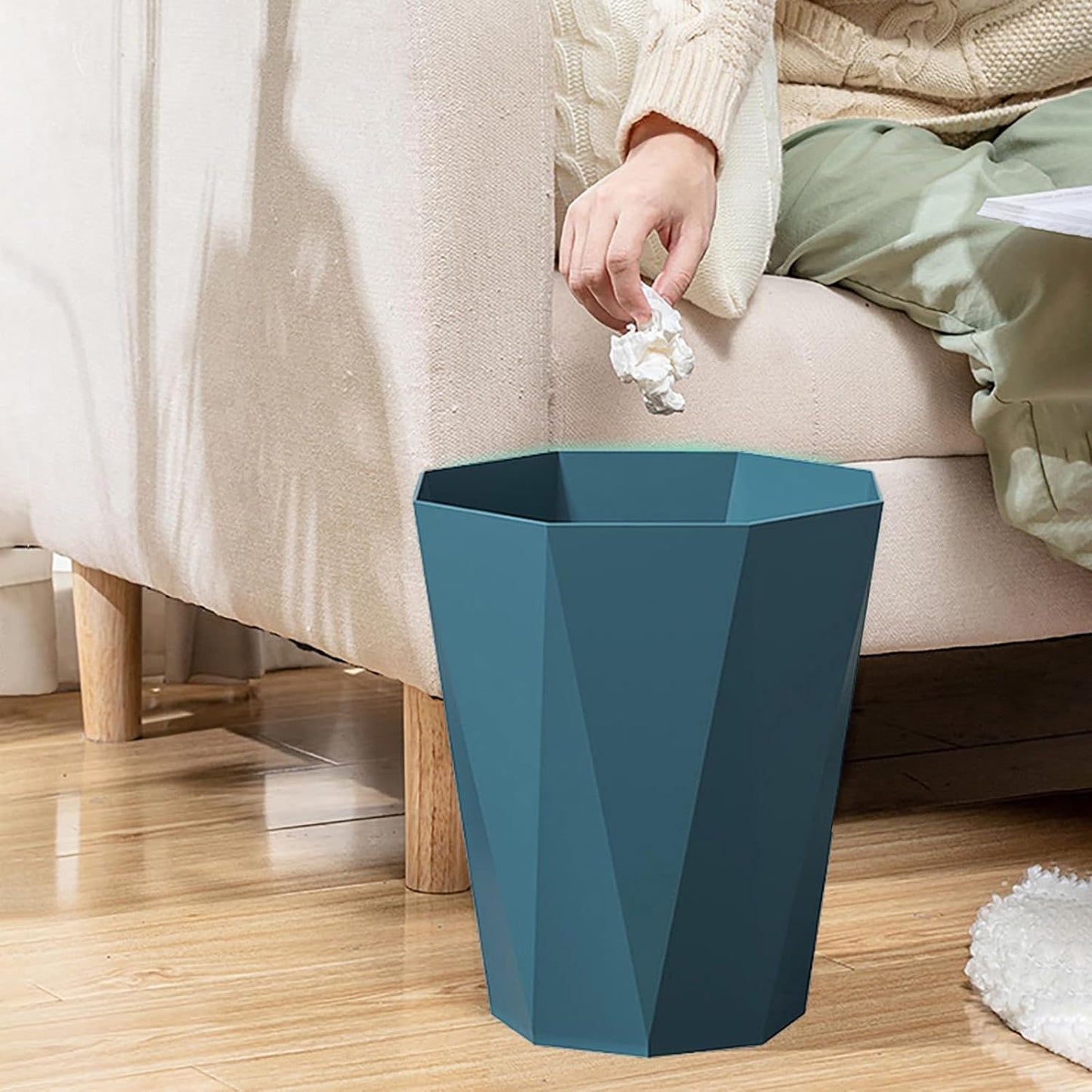 2 Pack Bathroom Trash Can 2.6 Gallon Small Garbage Can Waste Basket for Bedroom Office Dorm, Blue Black