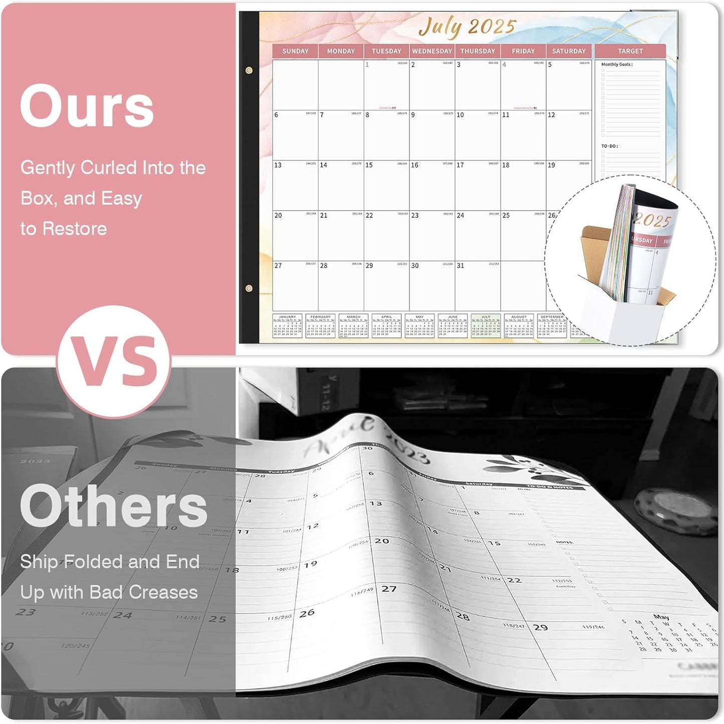 Ospelelf Desk Calendar 2025-2026 Large 22'' x 17'' Calendar 2025 Monthly Desktop Calendar, 18 Month Calendar, Use July 2025 - Dec 2026, Multicolor