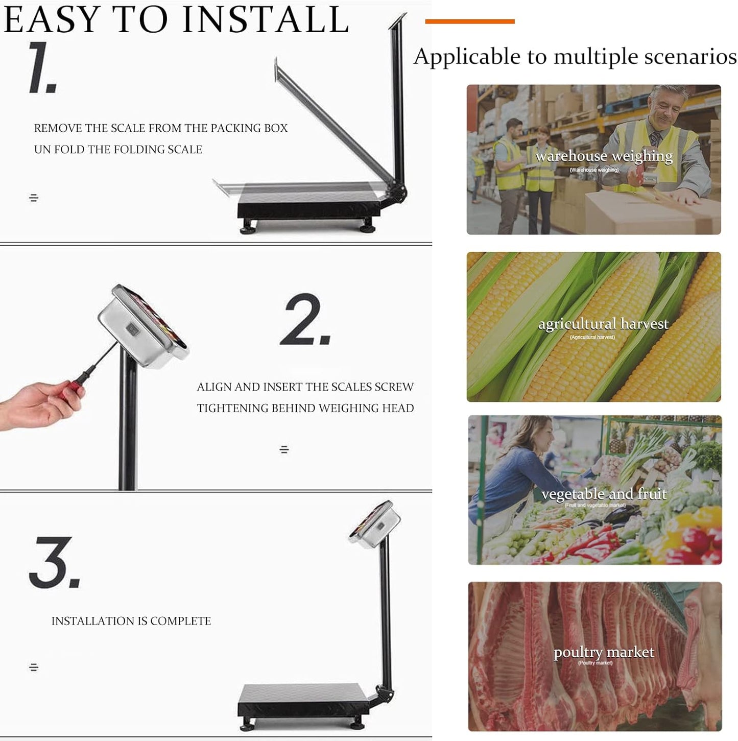 660lb Industrial Floor Platform Scale with 90°-135° Rotate Double Sided Display Weight Computing Digital Scale Platform Scale LB/KG for Luggage Shipping Package Computing