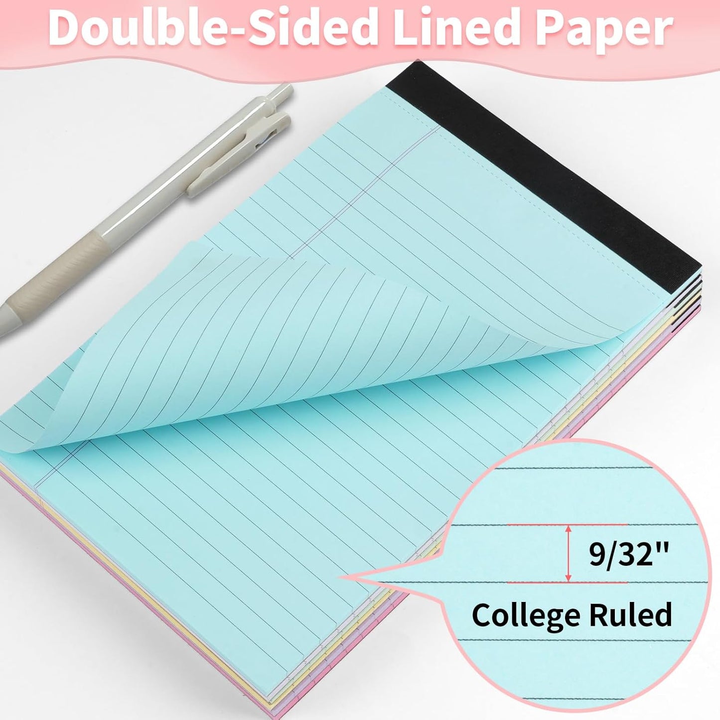 WINKIO Legal Pads 5" X 8", 6 Pack Colored Note Pads, College Ruled Yellow Lined Paper Pads, Letter & Legal Ruled Pads, 30 Sheets per Small Writing Pads 5x8 for School, Home, Office, Business