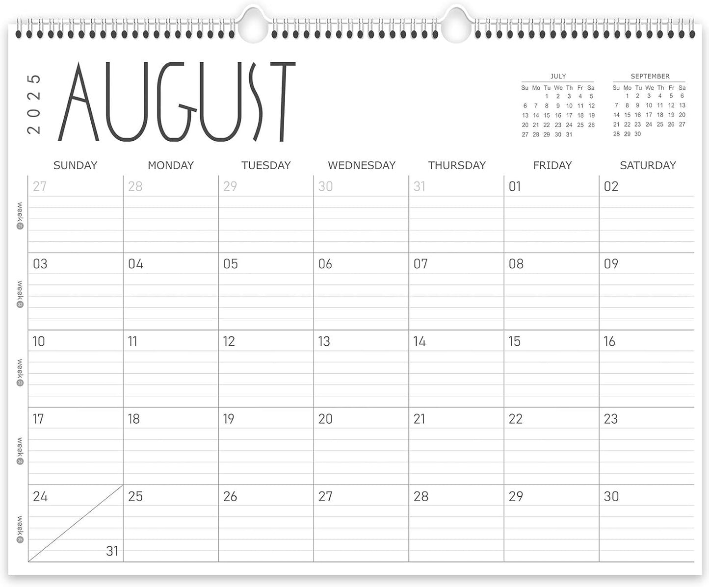 Guasslee Large Wall Calendar 2025-2026, 12 Monthly Calendar from 2025 June-May 2026 Jumbo 22"x17" Hanging Desk/Wall Planner with Spiral Bound for School Home Office Organizing