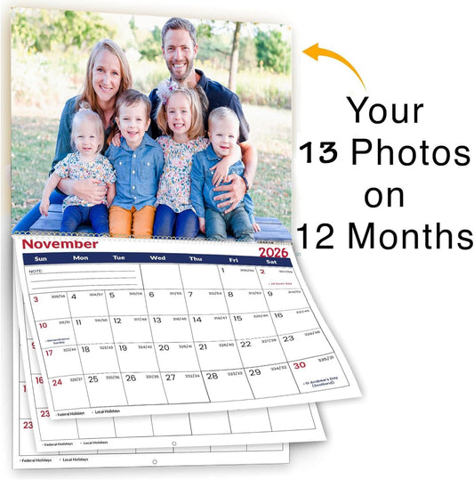 Custom Calendar 2026 for Home & Office - Print Your 13 Memories,Make Your Own Personalized Calendar Customized Christmas Gift &use your photo (Wall Calendar2, 11x17 Inch)