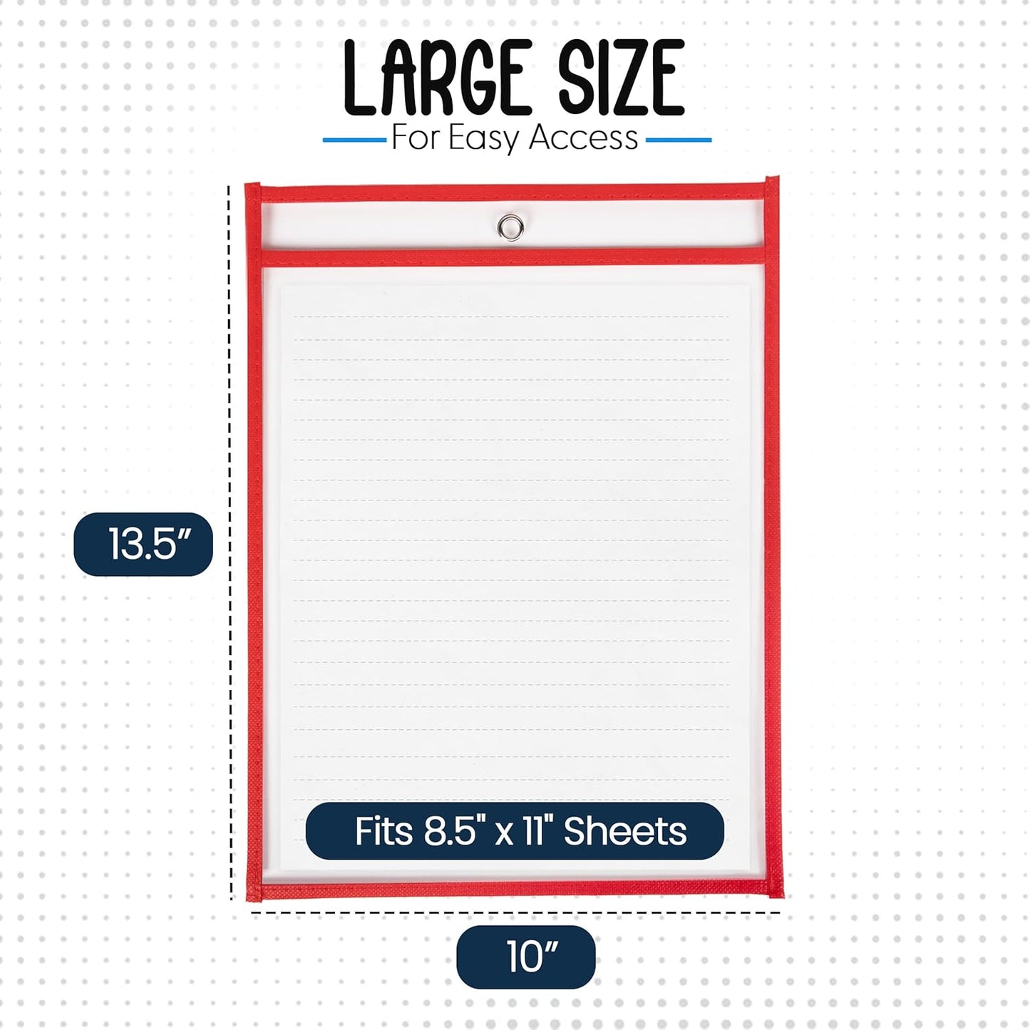 Essex Wares - 5 Pack, Red, Job Ticket Holders, 10" Wide x 13.5" Tall - Clear Plastic Shop Ticket Holders - Easy to Use, Reusable & Easy Erase Plastic Invoice Holders, Water-Resistant & Durable