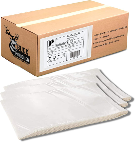 10,000 Pack 7"x10" Shipping Label Sleeves – Clear Self-Adhesive Packing Slip Pouches, Waterproof Packing List Envelopes – Ideal for Shipping Documents, Mailing Labels, Invoices & Packing Slips