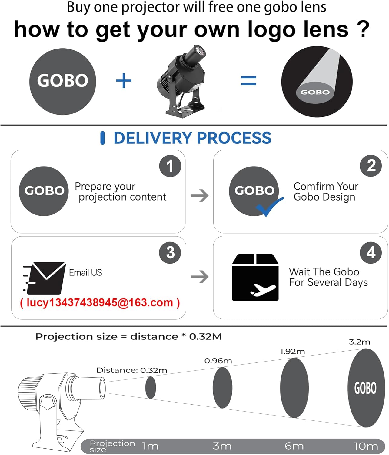 150W LED Logo GOBO Projector Ip67 Waterproof DJ Effect Light Including Free Custom Glass GOBO to Project Image for Hotel Company Store Wedding Advertising Indoor and Outdoor Use (150W)