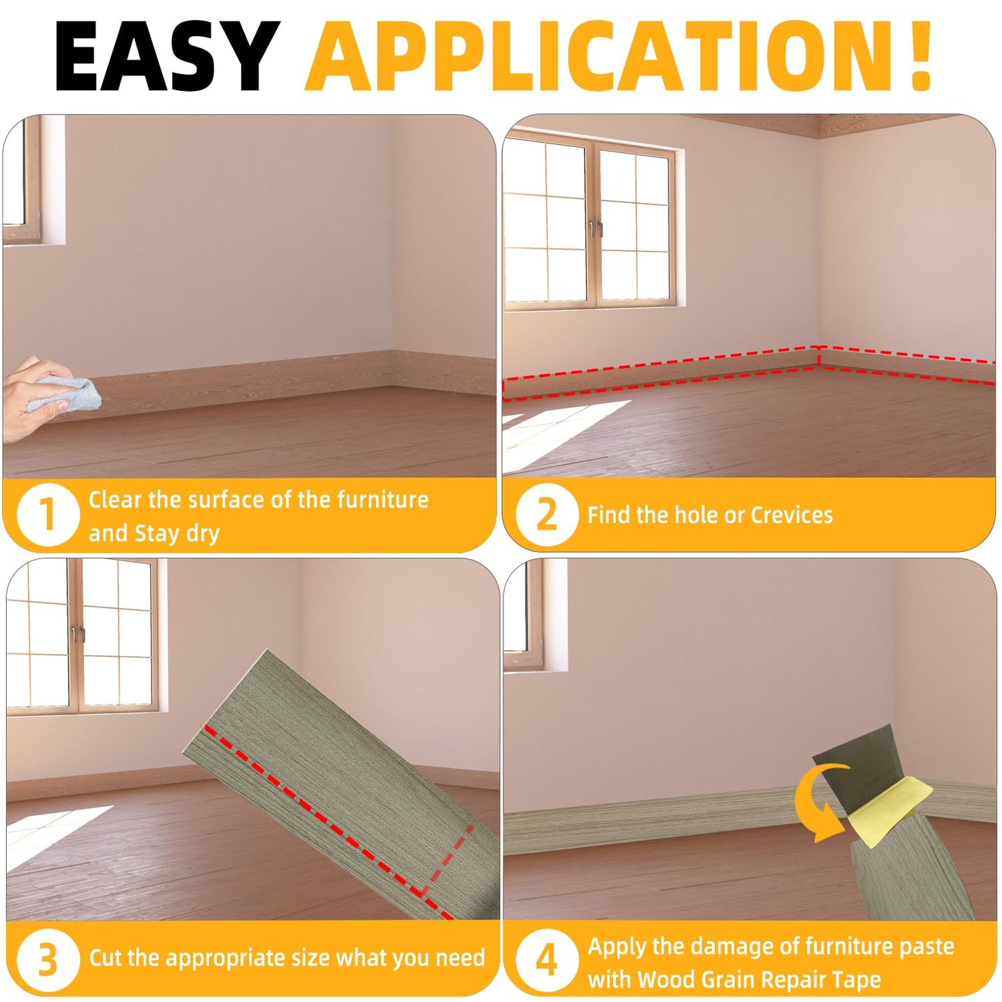 GSCIT Club Wood Grain Repair Tape, 2.4 inch X 100ft Self Adhesive Silver Walnut Grain Repair Patch for Tables, Chairs, Baseboards, Doors, Windows, Floors, Handicraft DIY.