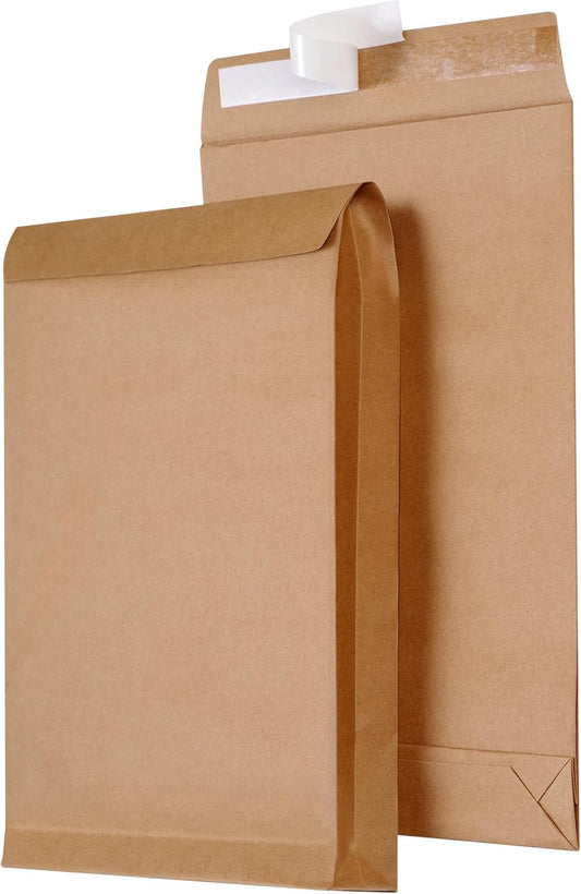 9.4" x 13.2" Expandable Envelopes Large Kraft Envelopes Anti Tear Catalog Envelopes Peel and Seal for Home Office Business Storage and Organizing, Photos, Documents (10 PCS)