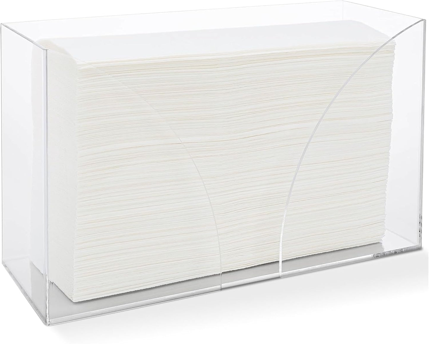 Countertop Paper Towel Holder Dispenser - Clear Acrylic Storage Holder for Kitchen or Bathroom Use for Multifold, C Fold, Trifold, Z Fold Hand Towel Napkins - Commercial or Home Use