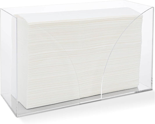 Countertop Paper Towel Holder Dispenser - Clear Acrylic Storage Holder for Kitchen or Bathroom Use for Multifold, C Fold, Trifold, Z Fold Hand Towel Napkins - Commercial or Home Use