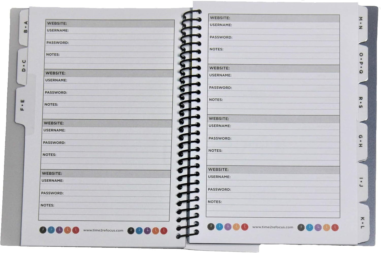 RE-FOCUS THE CREATIVE OFFICE, Password Book Keeper, Small, Mini, Red, Alphabetical Tabs, Spiral Bound, Removable Sheets, Journal Organizer, Includes Website Address, Username, Password