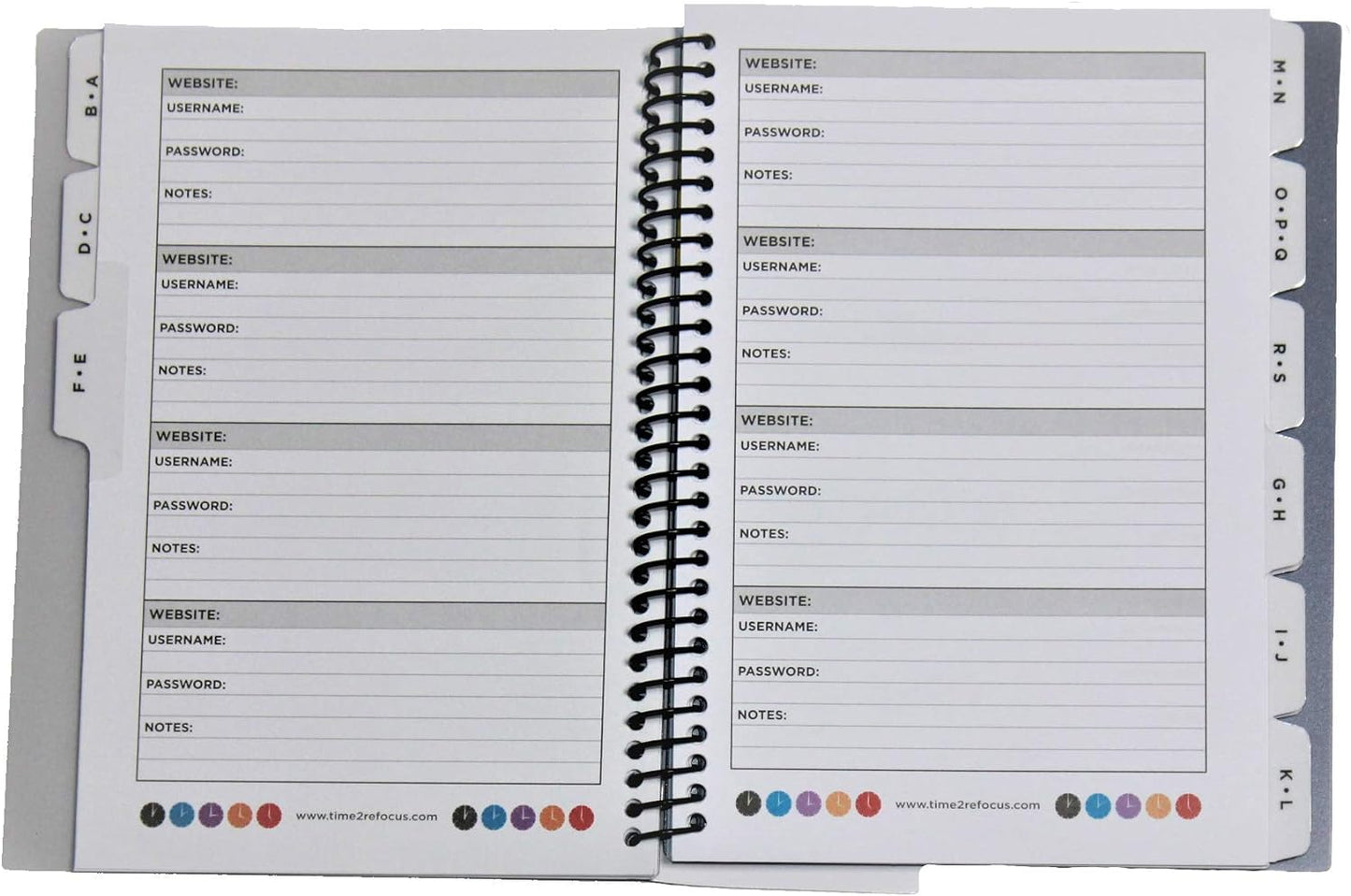 RE-FOCUS THE CREATIVE OFFICE, Password Keeper Small Mini Pink Camouflage with Alphabetical Tabs Spiral Binding Removable Sheets Journal Organizer Including Sections for Website, Address, Username, and