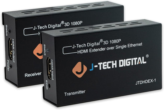 J-Tech Digital HDMI Extender over cat5e/6 1080P@200ft HDMI Balun Over Single Ethernet Supports EDID Copy Compatible with Dolby Digital DTS