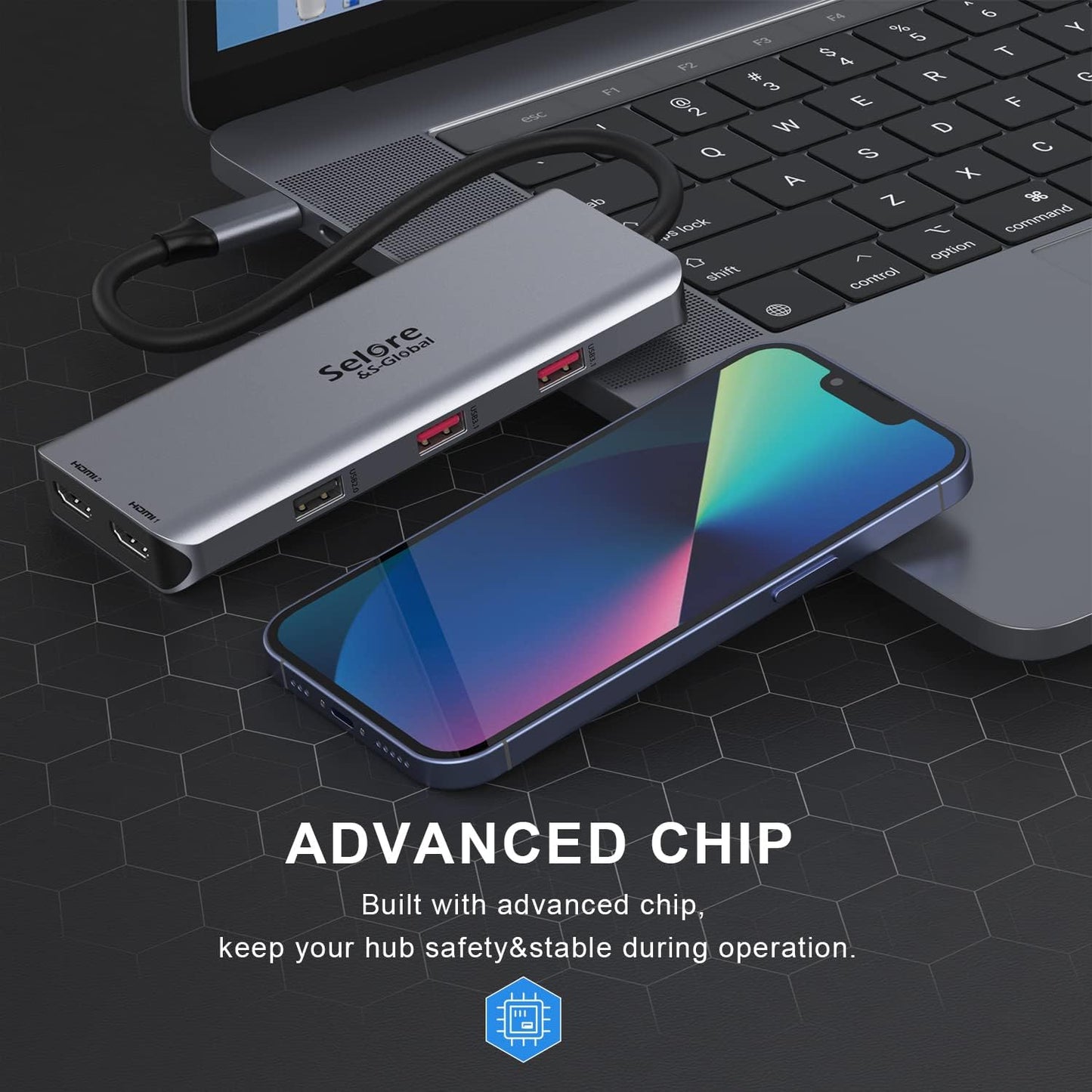 Docking Station for MacBook Pro/MacBook Air M1 2020 2019 2018 13" 15" 16", USB C Docking Station Dual Monitor, USB C Hub with 3 * 10Gbps USB Port, 100W PD Charging