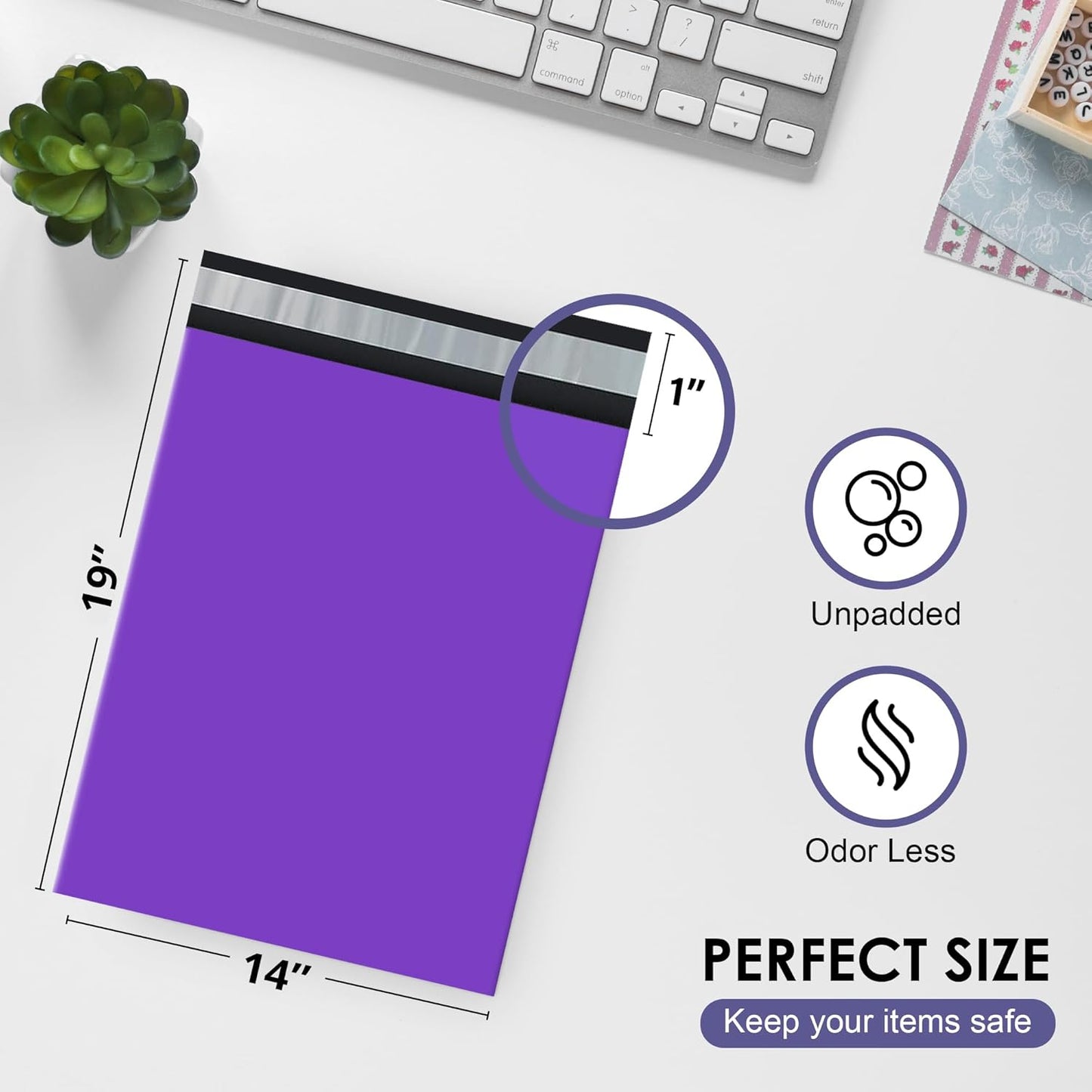 Purple Large Poly Mailers 14.5x19 Inch | Strong Adhesive Self-Seal Mailer Bag | Tear, Tamper, Water Resistant Shipping Envelopes | Thick Strong polymailer Bags | Clothing Shipping Bags | 500 Pcs Bulk
