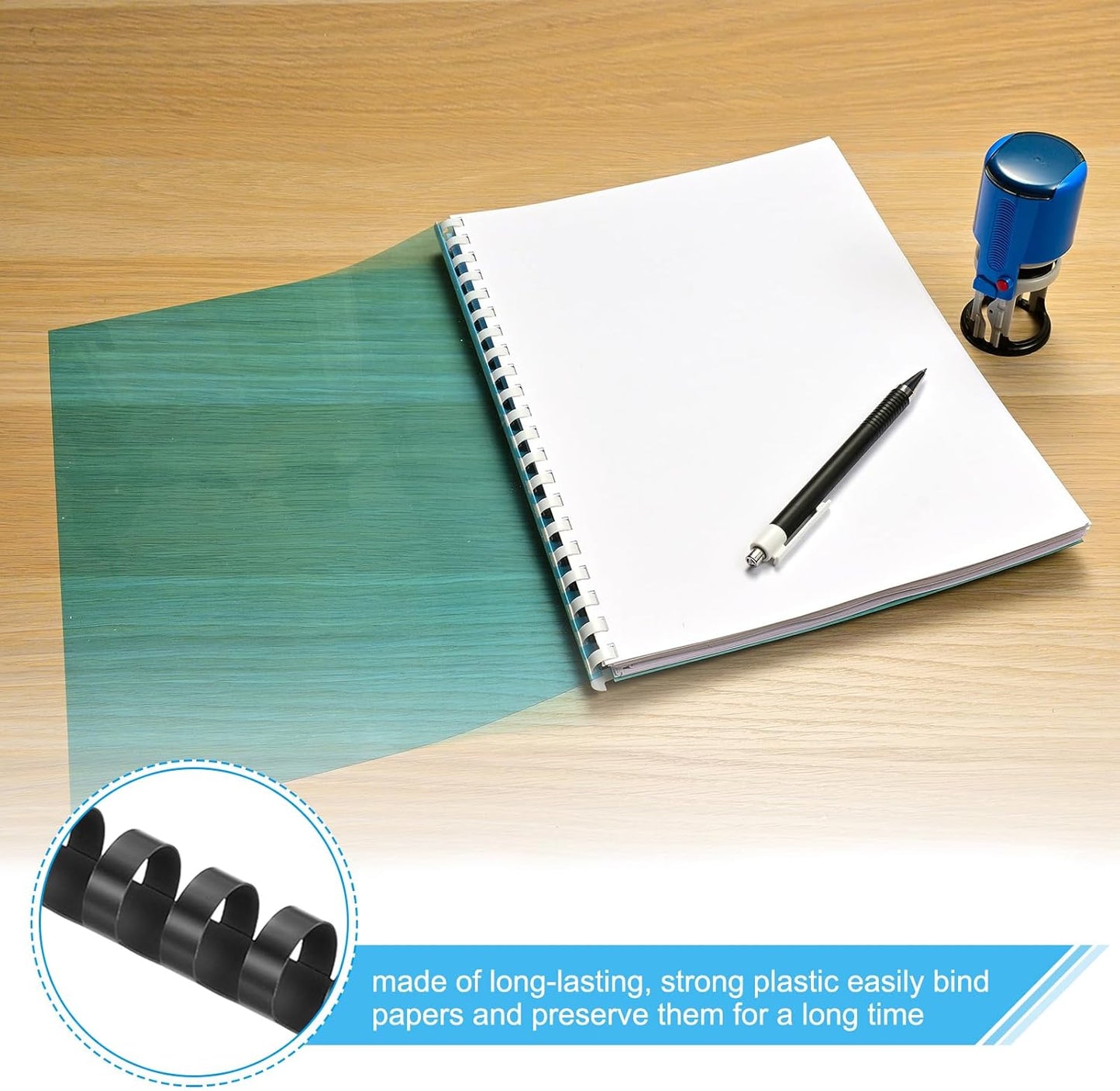 PATIKIL 28mm (1-1/8") Plastic Binding Combs, 50 Pcs 21 Rings Comb Binding Spines 240 Sheet Capacity Letter Size for Binding Paper Sheets Notebook Calendar Picture Album, Black