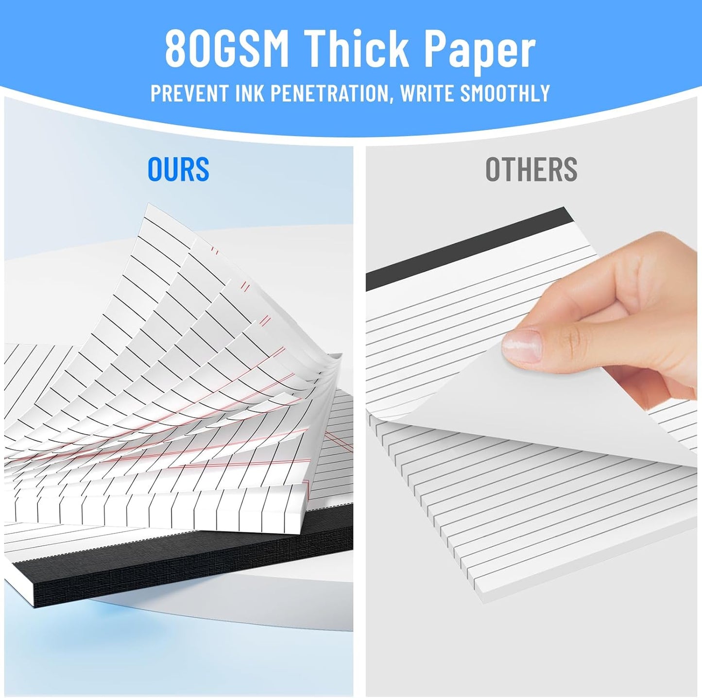 3pcs Legal Pads 8.5 x 11, Notepads 8.5 x 11 Inch, White Note Pads Clear Print Writing Pads of Paper, Memo Pads , Perforate Legal Notepads Paper , Wide Ruled Lined with Sturdy Back,30 Sheets/Pack