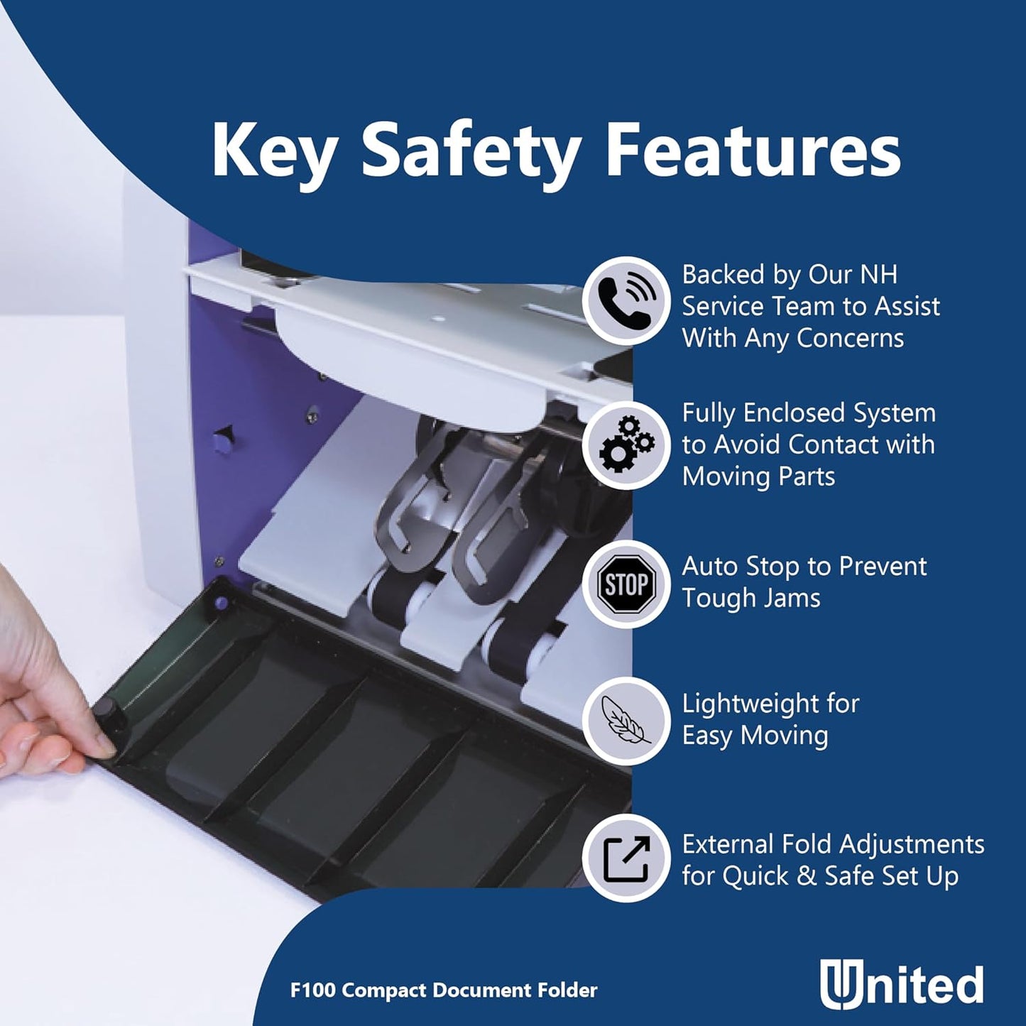 United Office Products F100 Automatic Paper Folding Machine, 200-Sheet Capacity, Folds Letter and Legal Size Paper, High-Speed Letter Folding Machine for Offices, Schools and Churches