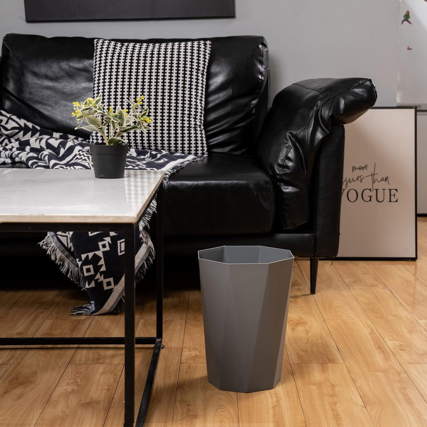 12L Trash Can Wastebasket Plastic Trash Bin Garbage Container Rubbish Can Paper Basket Office Organizer for Bedroom Home Office, 6 Grey