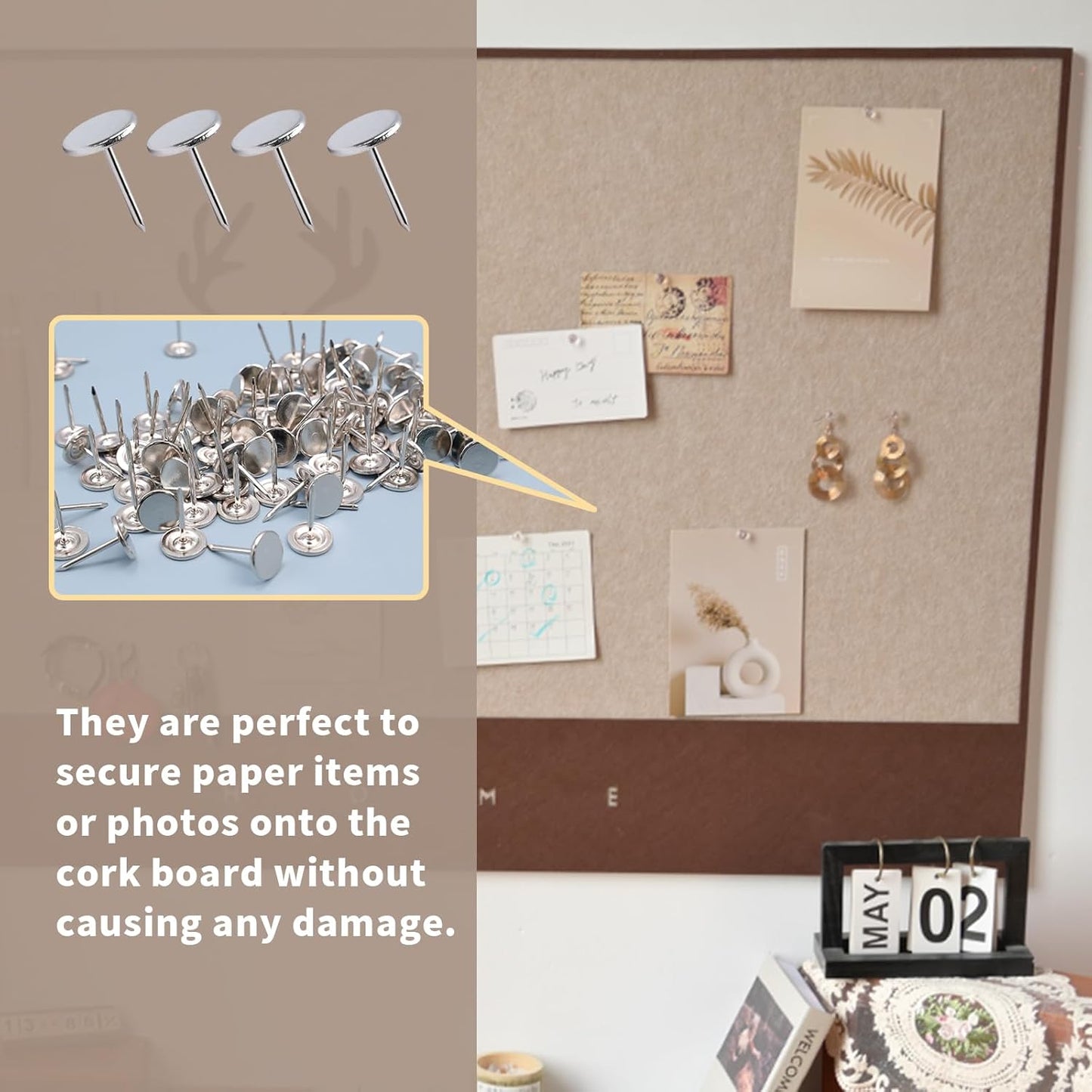 200Pcs Flat Head Upholstery Tacks Home Furniture Decor Tack Upholstery Nails Flat Push Pins Flat Thumb Tacks Silver (11mmx17mm)