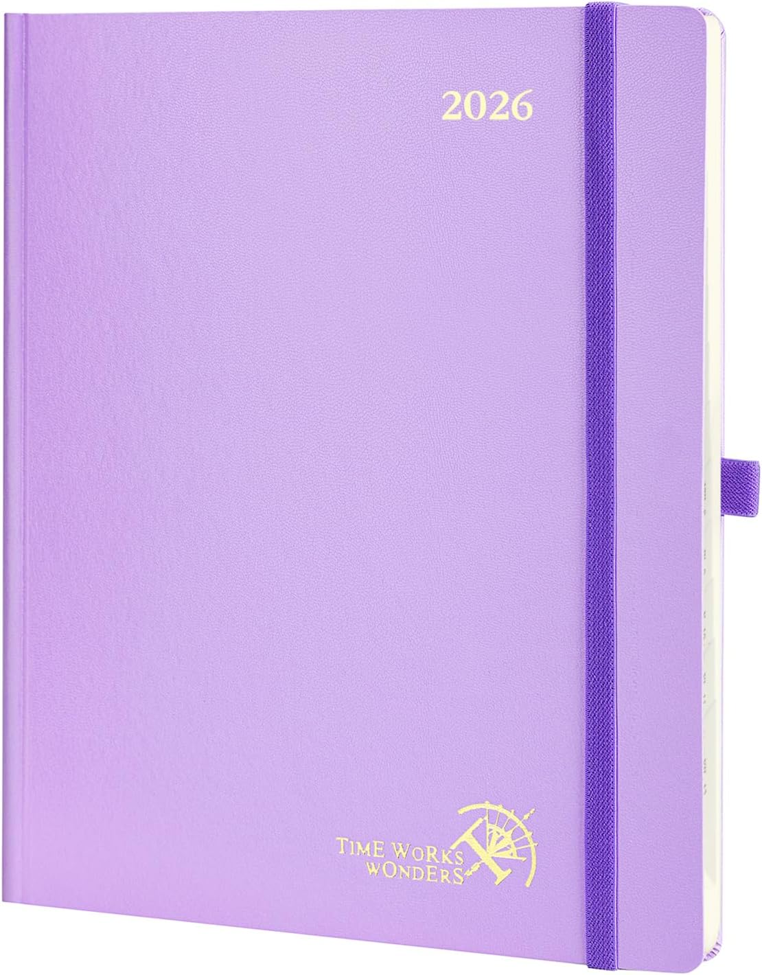 POPRUN 2026 Planner (Large Size 8.5''x 10.5'' Hardcover) - Daily Weekly and Monthly Calendar Agenda 2026 Appointment Book with Hourly Time Slots, Monthly Tabs, 100 GSM - Violet