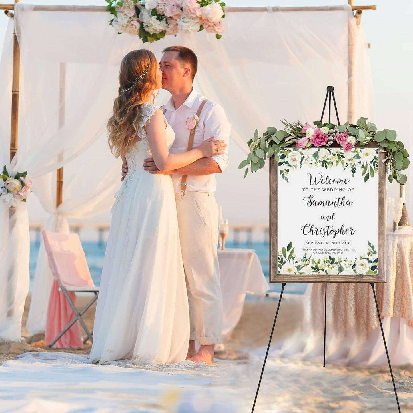 Easel Stand 65 Inches 3 Pcs, Lightweight Adjustable Art Easel for Display, Wedding Sign, Poster, Black Metal Easel with Portable Bags