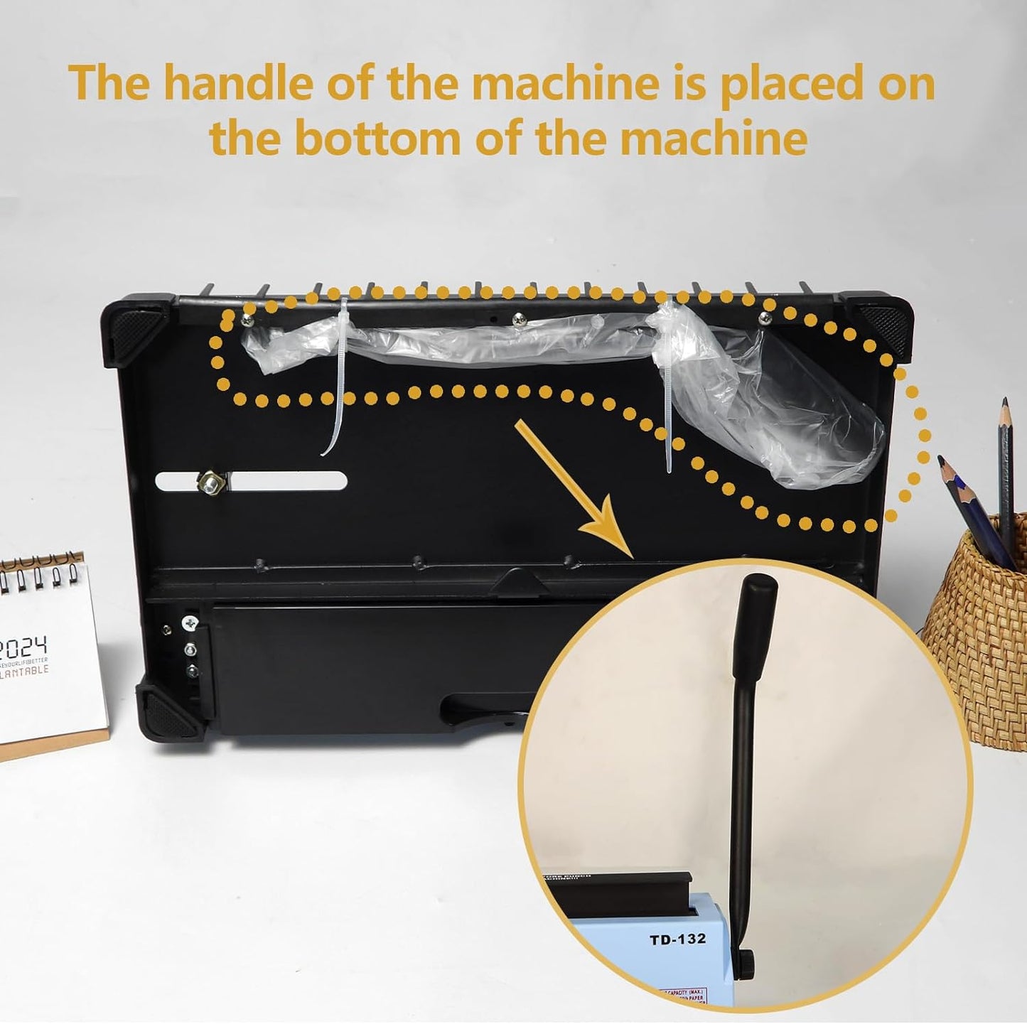 Rayson TD-132 Wire Binding Machine, 32-Hole Spiral Coil Binder, 3:1 Pitch, Punches 12 Sheets, Binds up to 120 Sheets, Sturdy Metal Construction