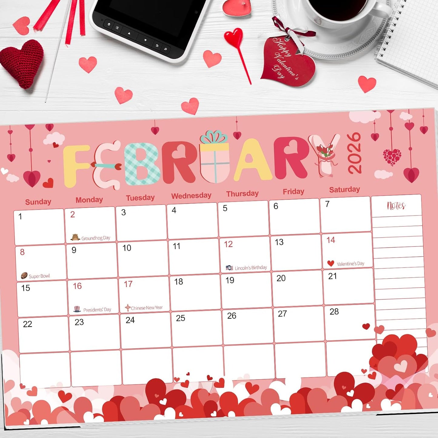 Guasslee Desk Calendar 2026-2028,36 Months Calendar Runs from 2026 Jan. to 2028 December, 17"x11.5" Monthly Desktop/Wall Planner with Thick Paper and Notes for Home School & Office