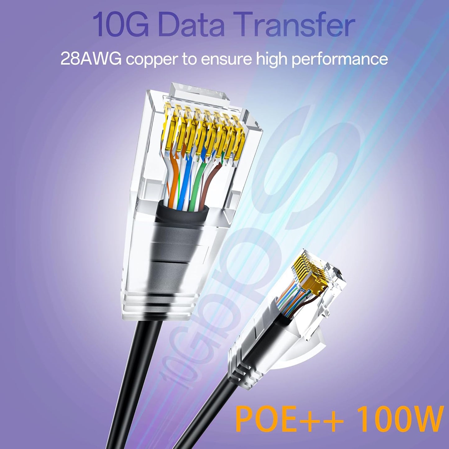 Cat6a Patch Cables 1ft (24 Pack) Slim, Cat6 Ethernet Patch Cable Pure Copper, Flexible Cat 6 Patch Cable 550MHZ 10G, Space-Saving Cat 6A Network Cables for Patch Panel, Black