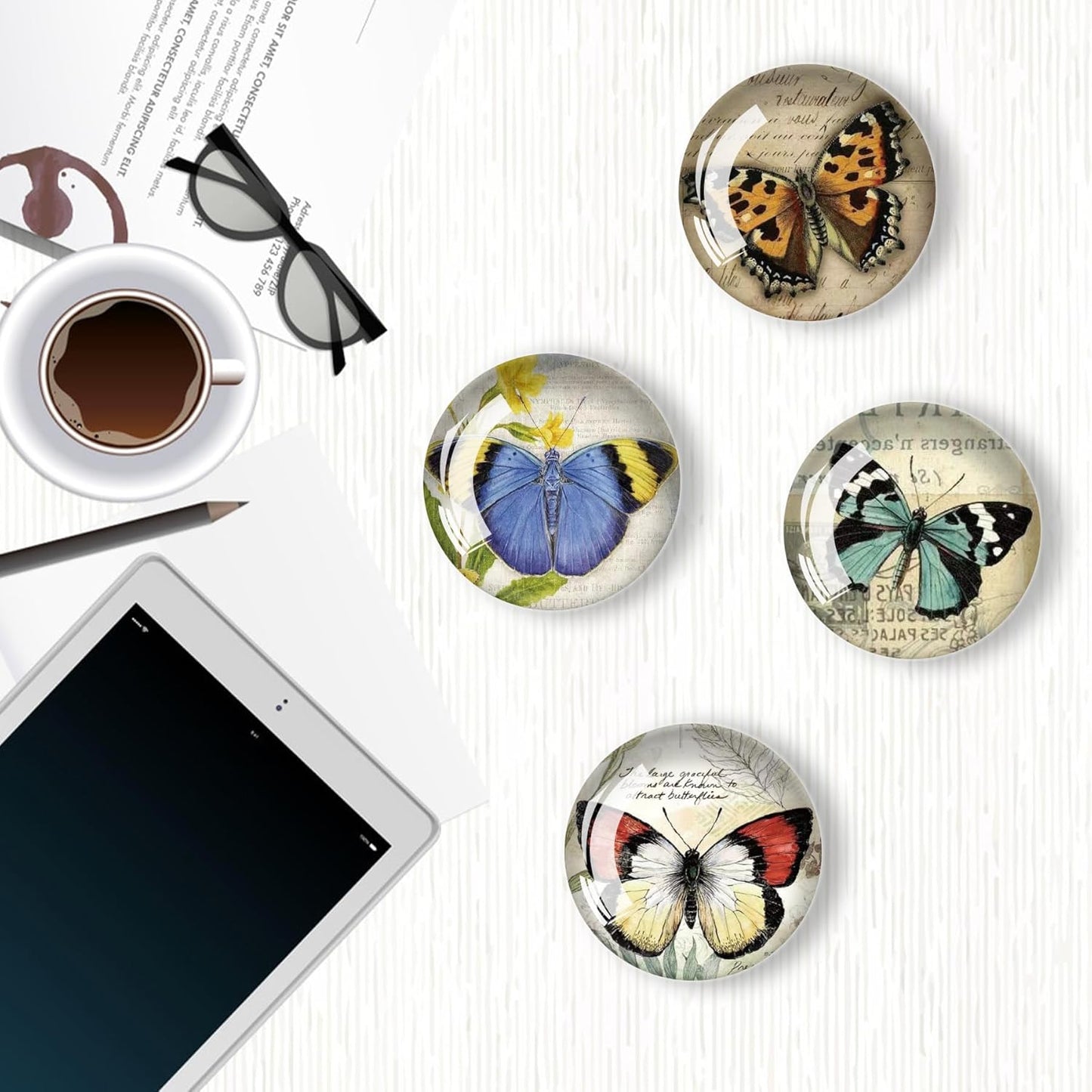 12Pcs Glass Refrigerator Magnet Fridge Sticker,Butterfly Fridge Magnets Decoration for Crafts,Strong Fridge Magnets for Kitchen, School,Office Whiteboard, Cabinet and Dishwasher