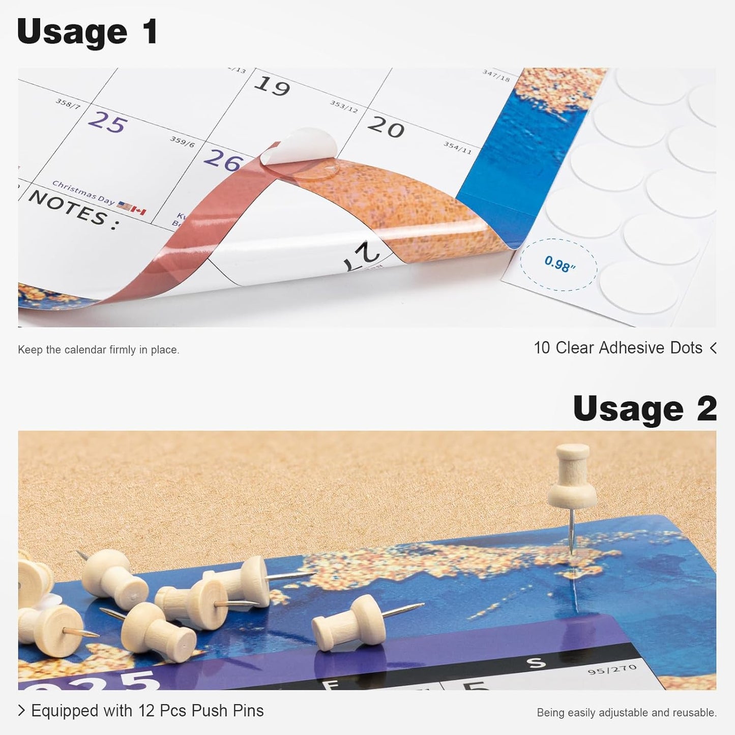 Ospelelf Large Dry Erase Wall Calendar 2025-2026 - 32'' x 48'' Yearly Laminated Calendar Monthly Family Calendar for Office, Use Jan 2025 - Dec 2026 (Marble)