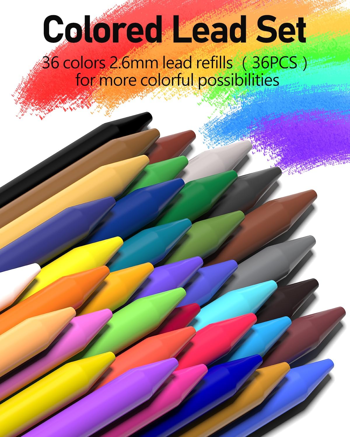 Four Candies 2.6MM Color Lead, Mechanical Colored Pencils Leads, 36 Color Pencils Refills, Assorted Colored Leads 72 PCS