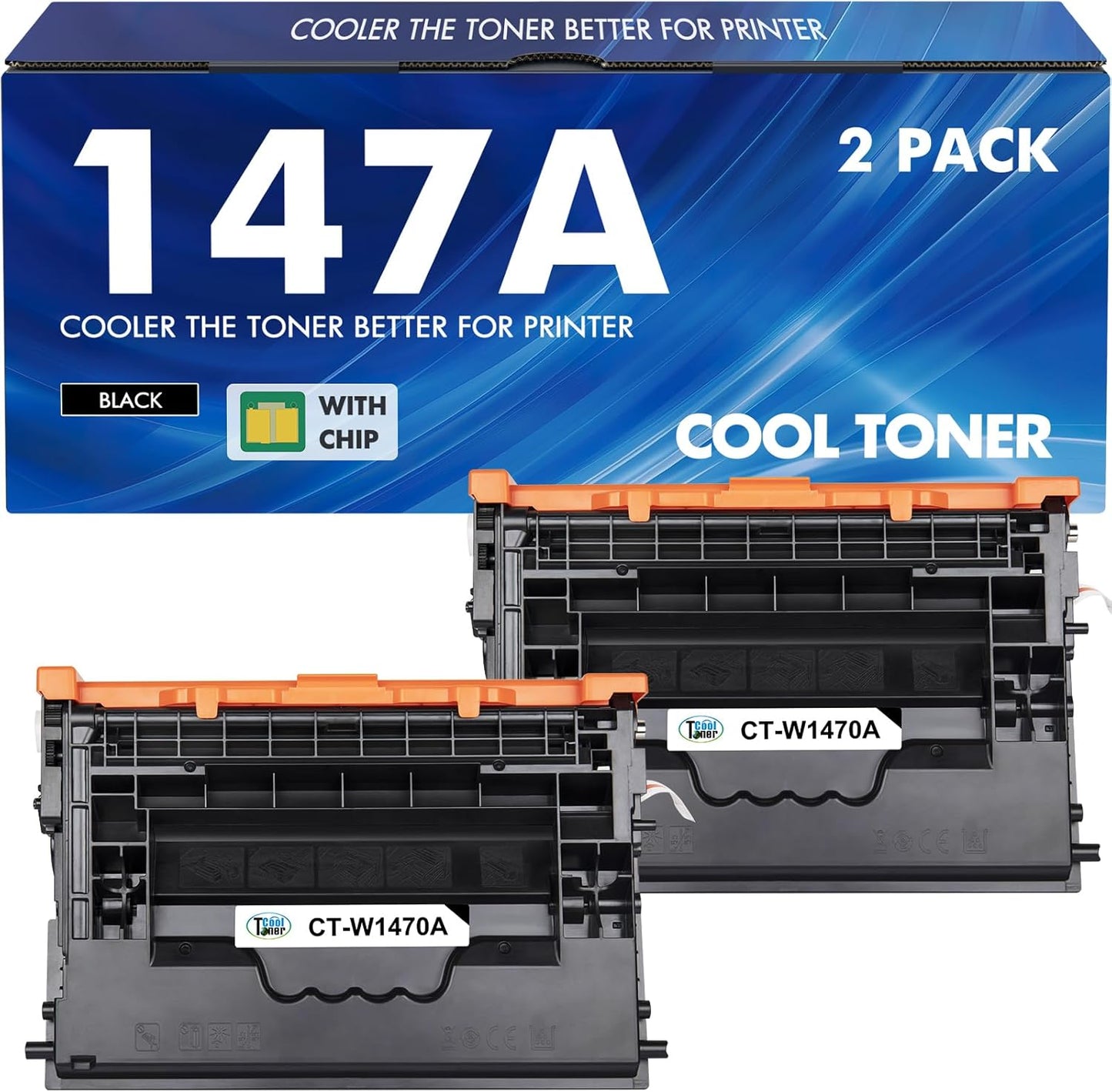 147A Black Toner Cartridge (with Chip) Compatible for HP 147A Toner Cartridge 147X W1470A W1470X for Enterprise M610n M611dn M611x M612dn M612x MFP M634h M635fht M635h M636fh Printer Ink 2-Pack