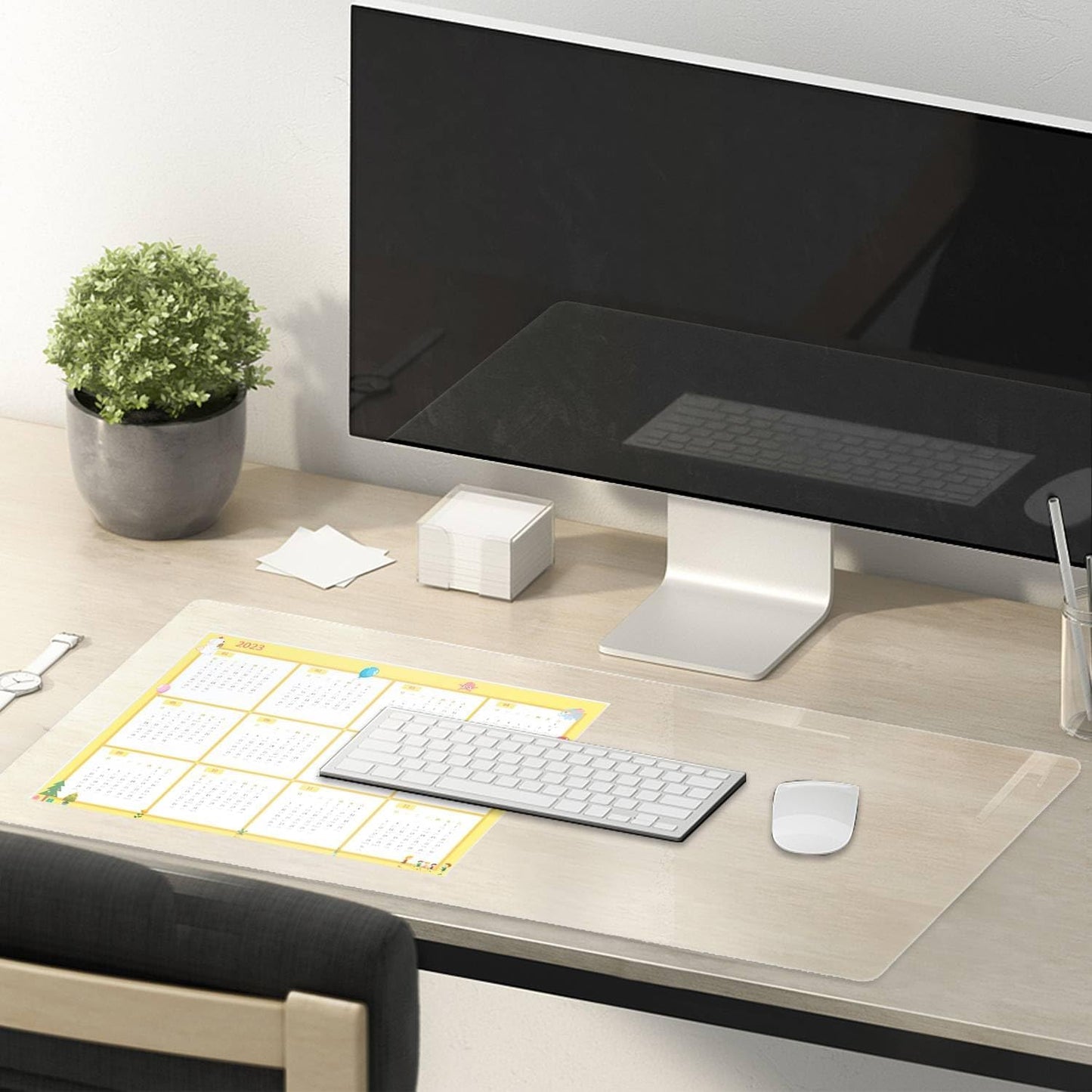 16 x 32 Inch Clear Table Cover Protector, 2mm Thick Clear Desk Mat, Plastic Table Cover, Vinyl Table Protector, Desk Mats on Top of Desks