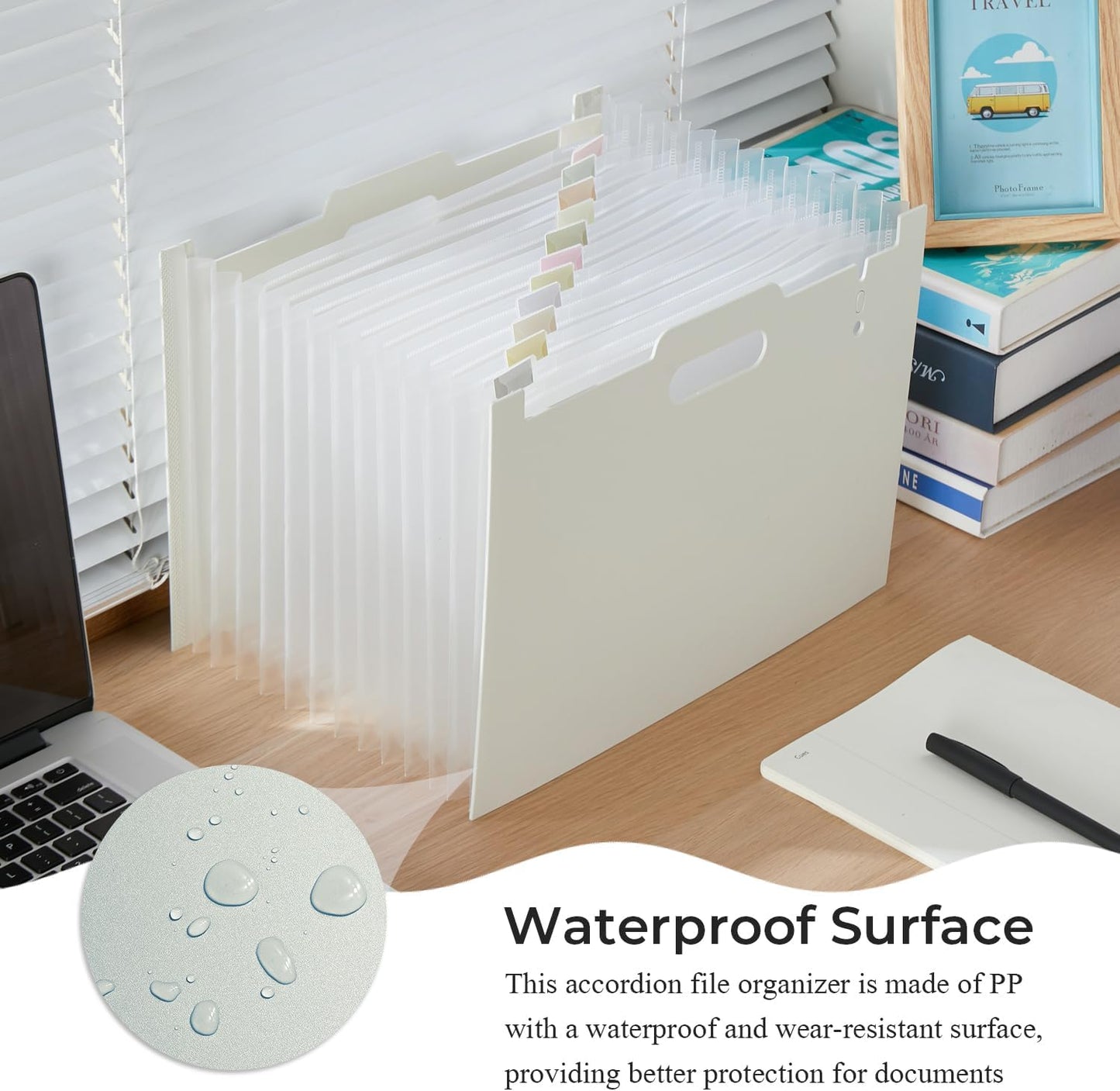 Y YOMA 2 Pack Accordion File Organizer with Handle 12 Pockets Expanding File Folder with Removable Tabs for A4 Letter Size Paper Portable Plastic Filing Organizer Document Bill Receipt Holder, Grey