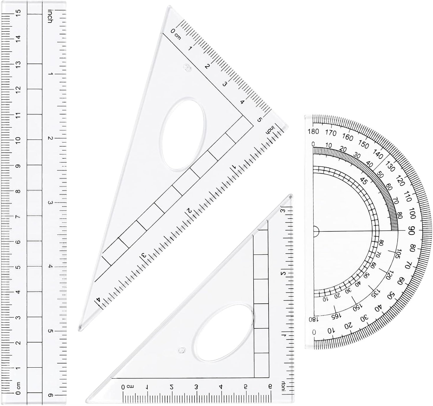 10 Pieces Math Geometry Kit Set Student Supplies with Shatterproof Storage Box,Includes Rulers,Protractor,Compass,Eraser,Pencil Sharpener,Lead Refills,Pencil,for School and Drawings（Blue）