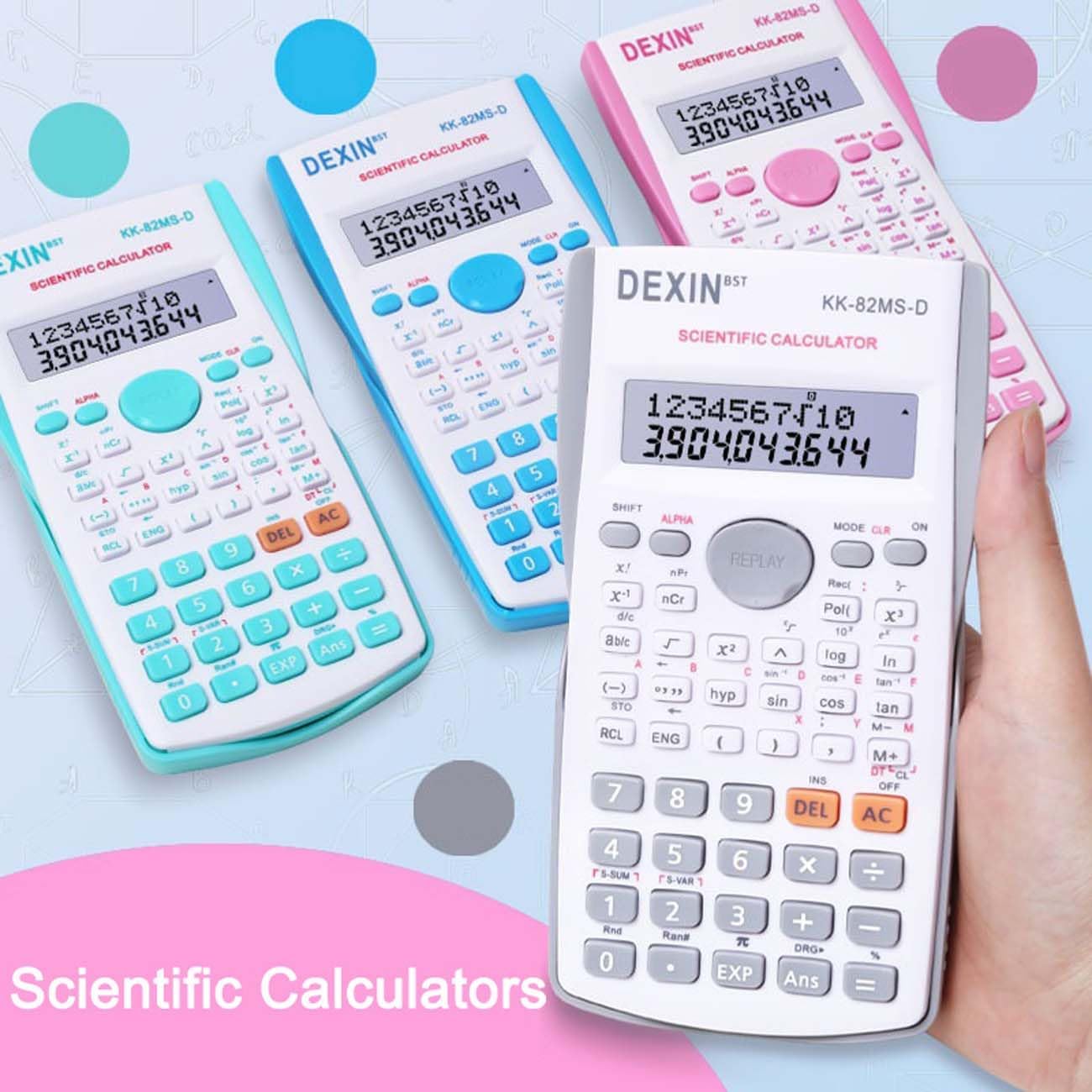 Scientific Calculators Desktop, Scientific Calculators for Students, Scientific Calculator 240 Functions 2 Line 10+2 Digits, Desk Math Calculator for School (Blue and White)