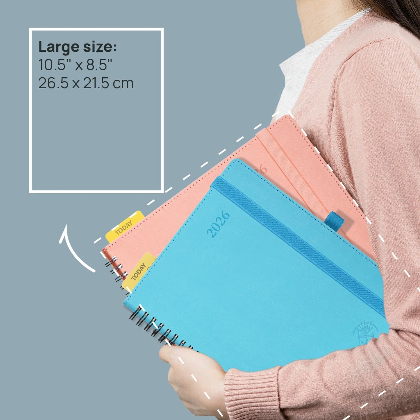 POPRUN 2026 Planner (Large - 8.5" x 10.5") with Hourly Schedule, Vertical Layout - 2026 Weekly Calendar (Jan. 2026 - Dec.2026) for Time Management, Monthly Tabs, Spiral Bound, Soft Cover - Black