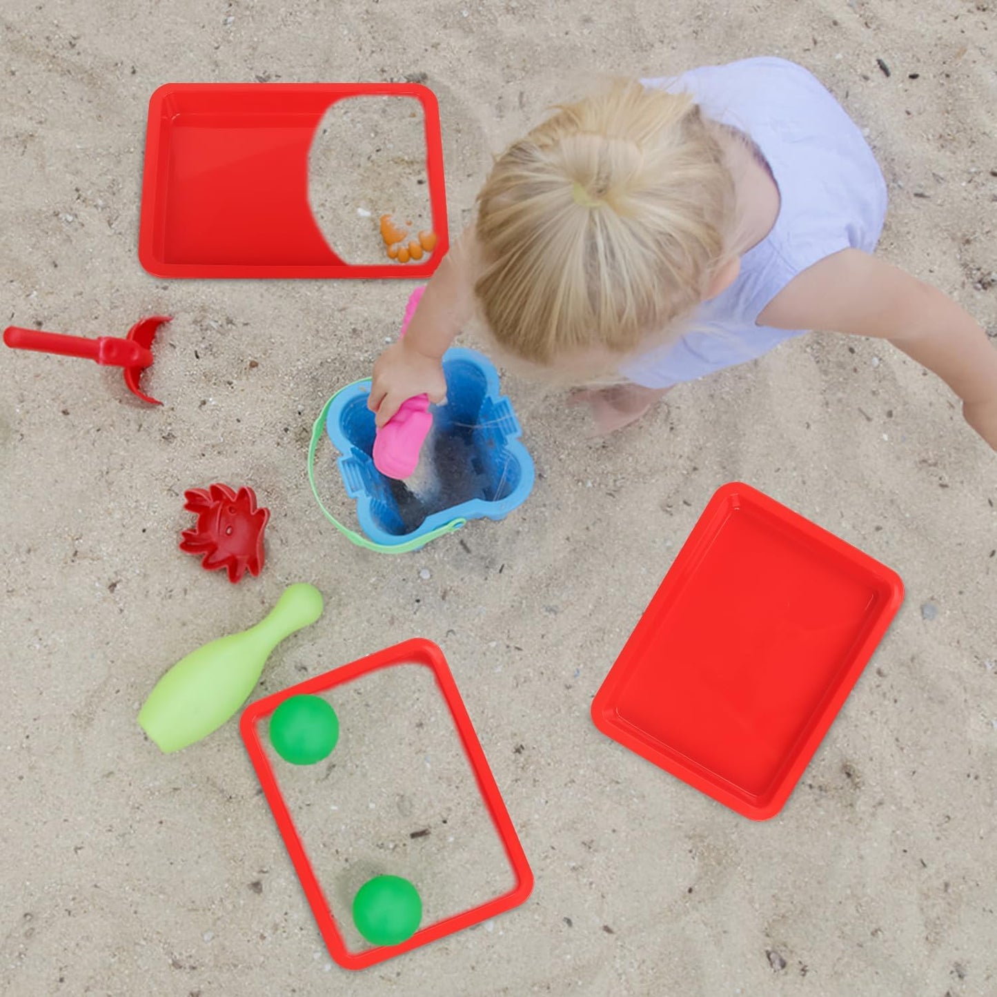 Craft Tray,24 Pack Art Trays for Kids Plastic Activity Trays Stackable Craft Trays,Shallow Craft Storage Organizer, DIY Project & Painting Tray,Art Supplies,9.45 x 7.1 x 0.98 Inch (Red)