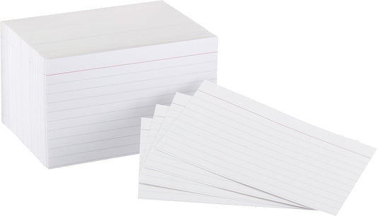 Amazon Basics Paper Flash Ruled Index Note Cards, Heavy Weight, White, 3 x 5 Inch Card, 300 Count, 100 Pack of 3