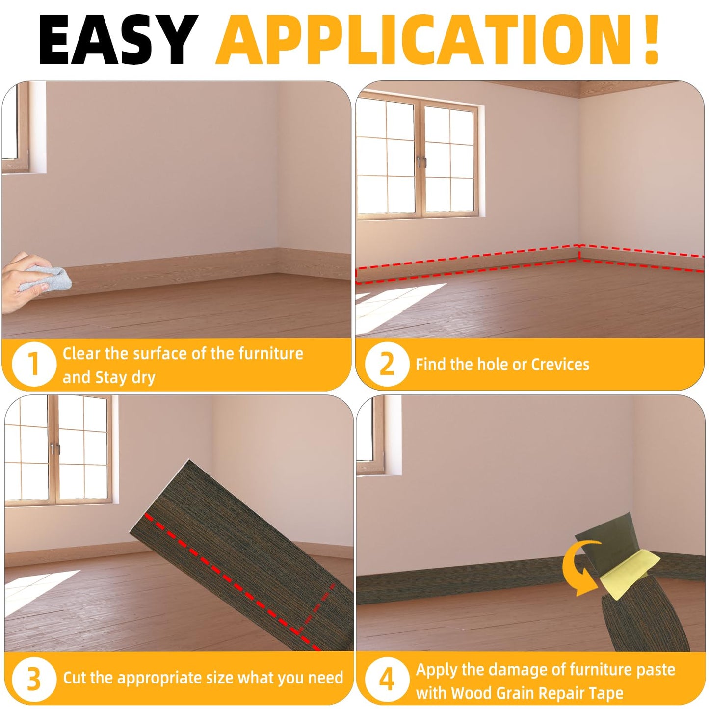 GSCIT Club Brown Walnut Wallpaper, 15.7 inch X 25ft Self Adhesive Wood Grain Repair Tape Patch for Tables, Chairs, Baseboards, Doors, Windows, Floors, Handicraft DIY.