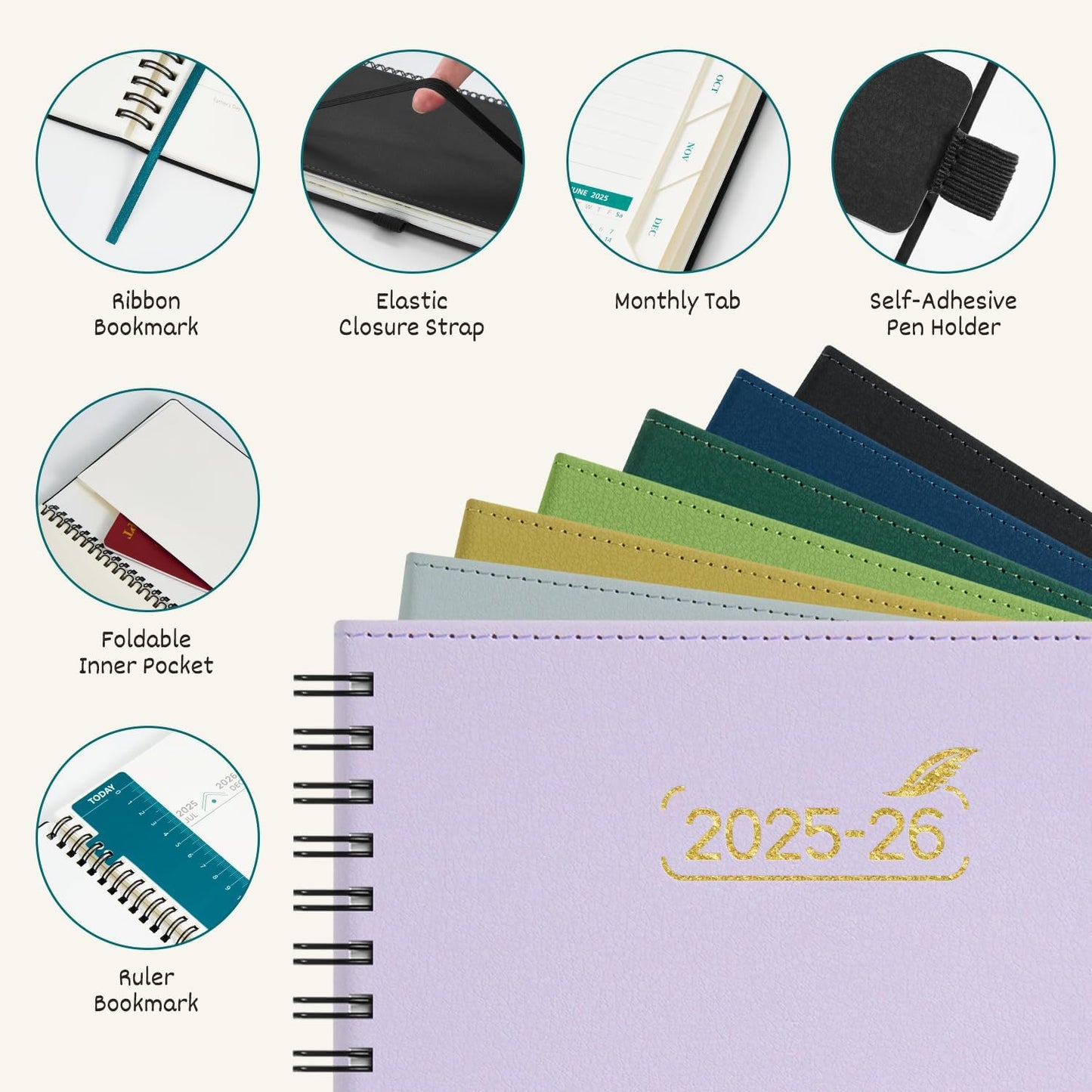 BEZEND Weekly Planner 2025-2026 with 2 Columns, 8.5" x 11" Academic Calendar 18 Months (Jul 25-Dec 26) Life Work Appointment Book with Monthly Tab, PU Leather Softcover Spiral - Dutch Blue