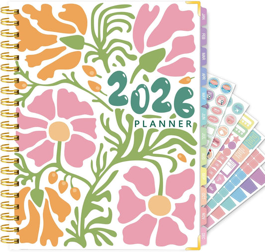 Large 2026 Planner – Weekly & Monthly Planner Organizer from January 2026 - December 2026, 8.8"x11.4" Daily Agenda Planning Book with Pocket, Stickers & Tabs for Women Students Office, A4 Size