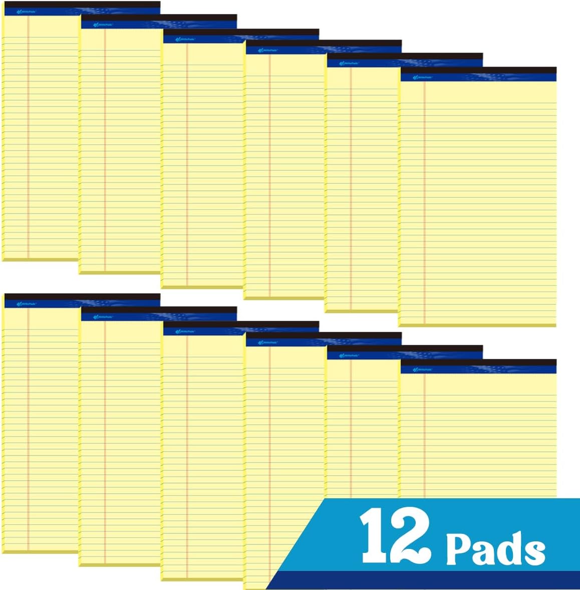 8.5"x14" Legal Pads,Wide Ruled,Canary Paper,12 Pack,50 Sheets Per Writing Pad,Micro perforated Writing Pad,BL-LCY50W-12PAD