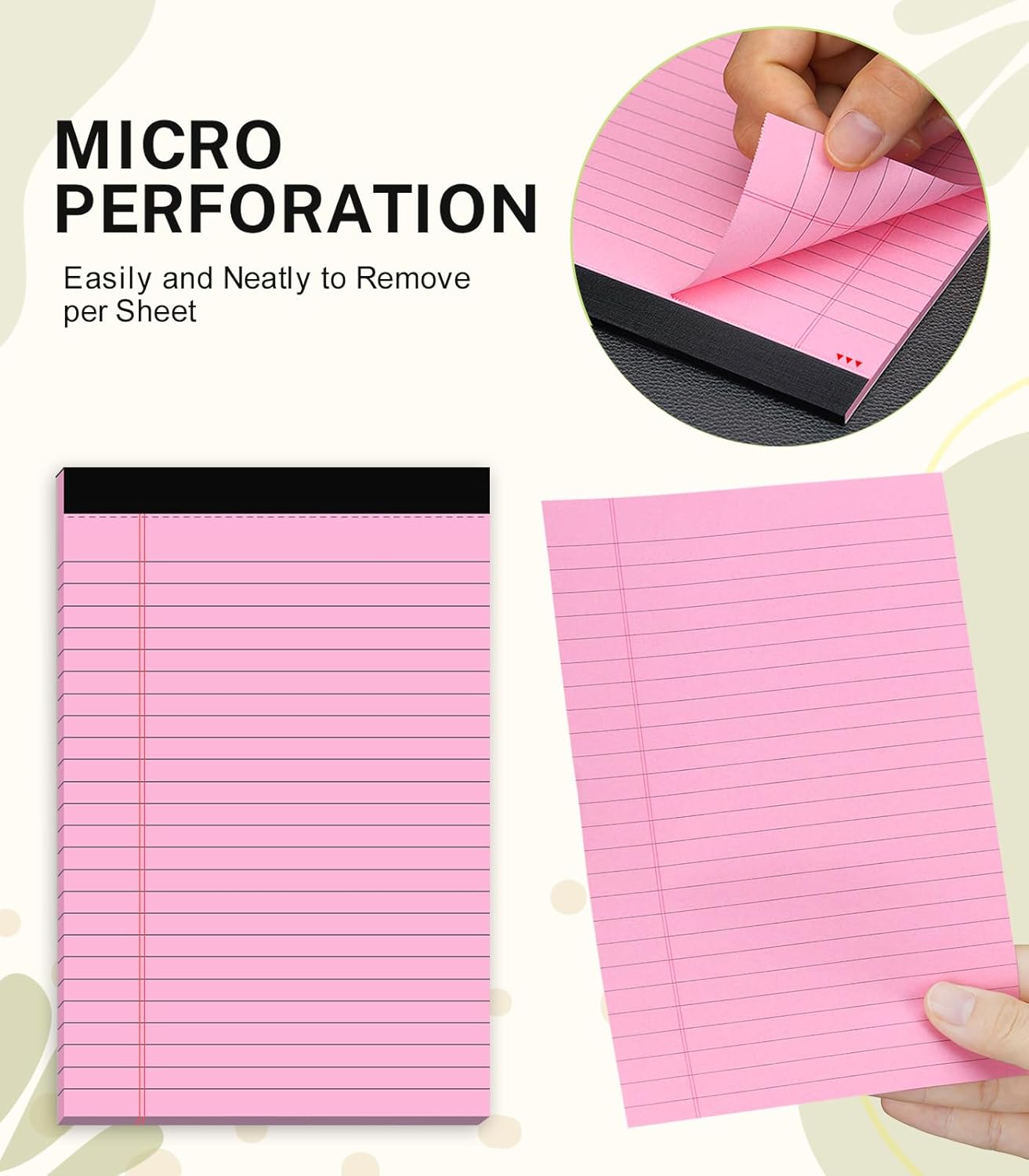 24 Pack Note Pads 5x8, Narrow Ruled Legal Pad, Multicolor Small Notepads, 30 Sheet/Notepad, Colored Lined Paper, Pink Legal Pad, Purple Notepad, Perforated Lined Note Pads for College, Office, Home