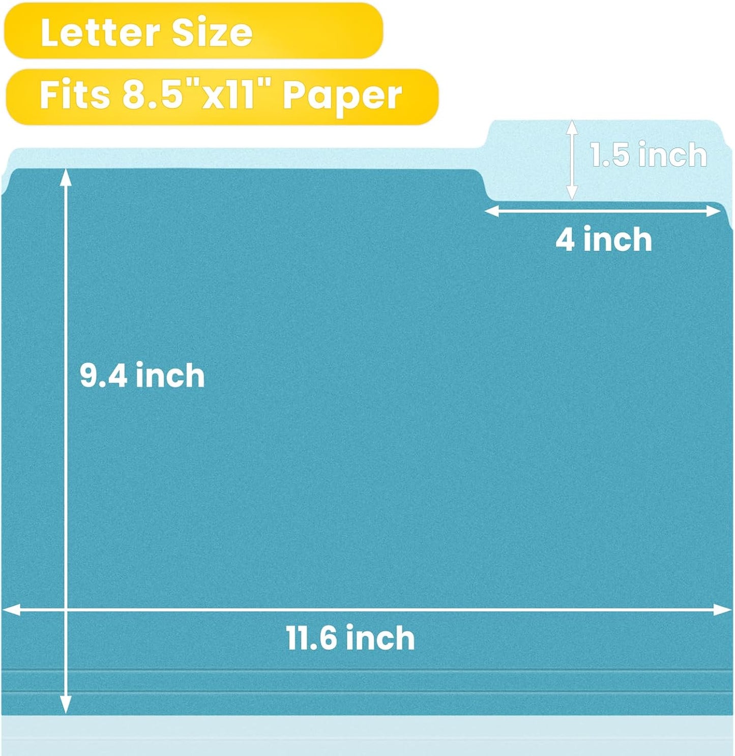 SUNEE File Folders Letter Size Retro Colors, 100 Pack Folders for Documents 1/3-Cut Tabs, Colored File Folders Office Home School for Documents Files Paper