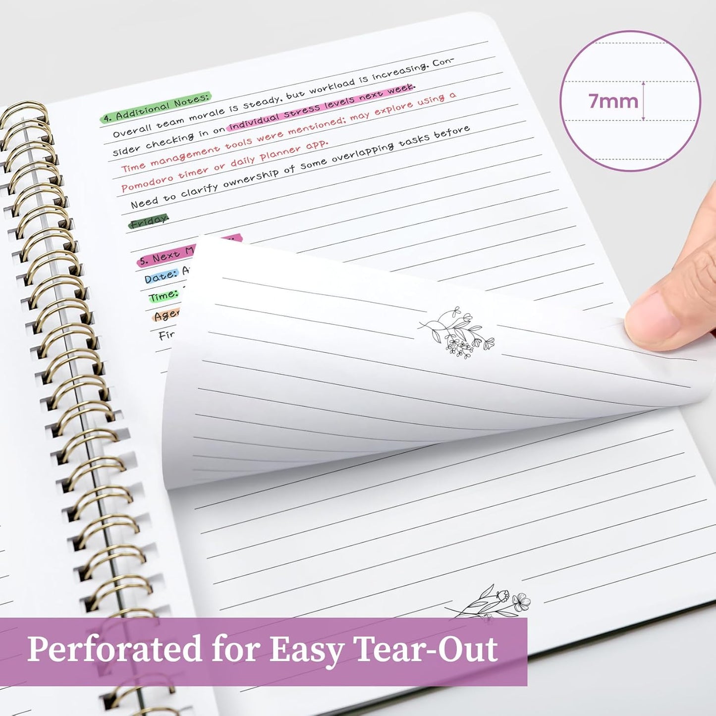 Taja Aesthetic Set of 3 Spiral Notebook for Work, A5 Cute Pretty Lined Journal for Women & Writing, College Ruled Journaling Notebooks, Perfect for School & Office Supplies - Serene Pastel