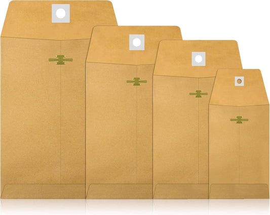 Frienda 4 Sizes Clasp Envelopes Kraft Paper Catalog Clasp Envelope with Closure for Filing, Storing or Mailing Documents, 50 Pieces (6 x 9 In, 9 x 12 In, 10 x 13 In, 12 x 15.5 In,Brown)